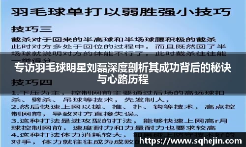 专访羽毛球明星刘磊深度剖析其成功背后的秘诀与心路历程